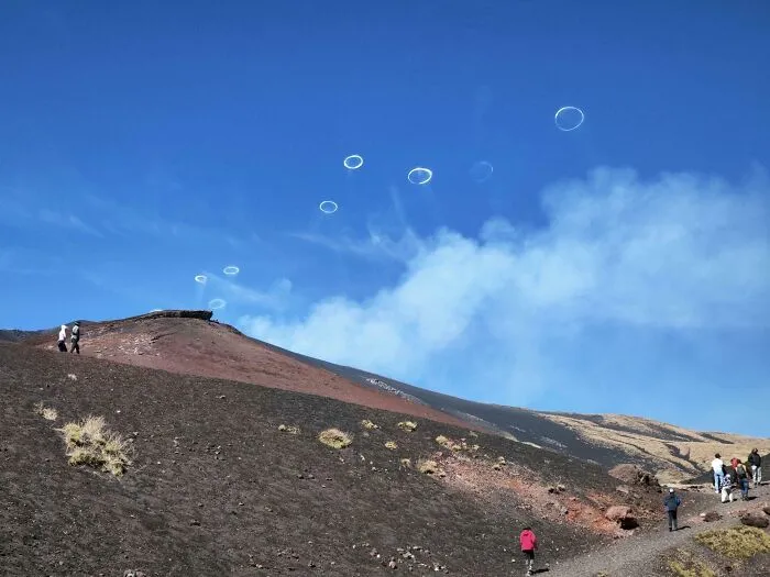 Perfect Smoke Rings From Etna Volcano, Sicily