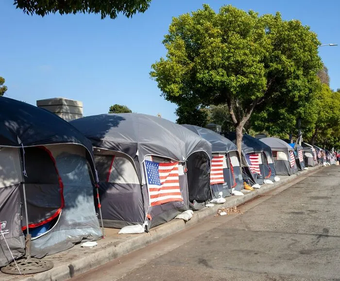 This Is Veterans Row. A 3 Block Homeless Camp In West L.A. Where Homeless Veterans Live In