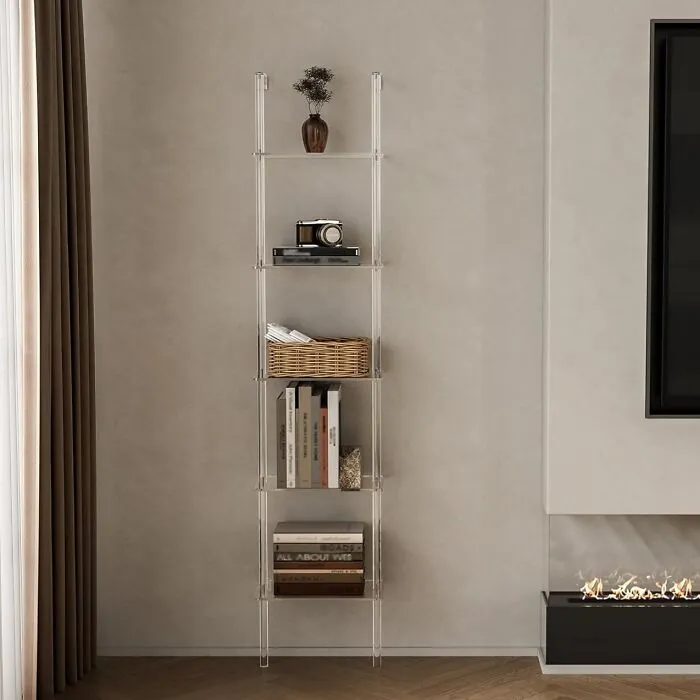 Make Your Small Space Feel Instantly Bigger By Giving Your Books A Transparent, Vertical Display With An <a Style="Display:inline;" Href="Https://Www.amazon.com/Dp/B0cjbn728k?ascsubtag=7722719%2c42%2c44%2cd%2c0%2c0%2c0%2c1338%3a1%2c56376615%2c0%2c0%2cgoogle&btn_ref=srctok-F3bacf6386e5320b&th=1&linkcode=ll1&tag=bpkomodo-20&linkid=2cc9177a081759d7221a769eac196b92&language=en_us&ref_=as_li_ss_tl" Target="_blank"> <span Style="Font: Inherit; Color: #d74b1f;"> Acrylic Ladder Bookshelf</Span>