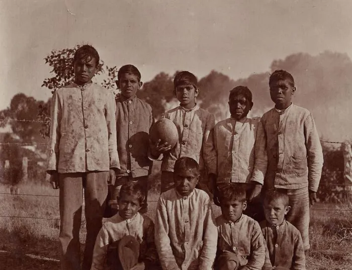 Group Of Boys With Football, Point Mcleay, South Australia, Circa 1900