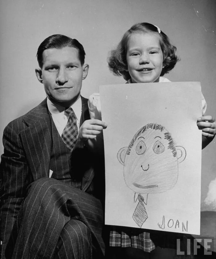 Back In 1949, Kids Were Told To Draw Their Dads From Memory, These 8 Photos Show What Happened