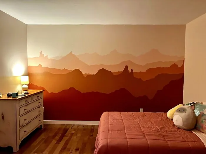 Desert Mountain Mural I Painted In My Step Daughter’s Room