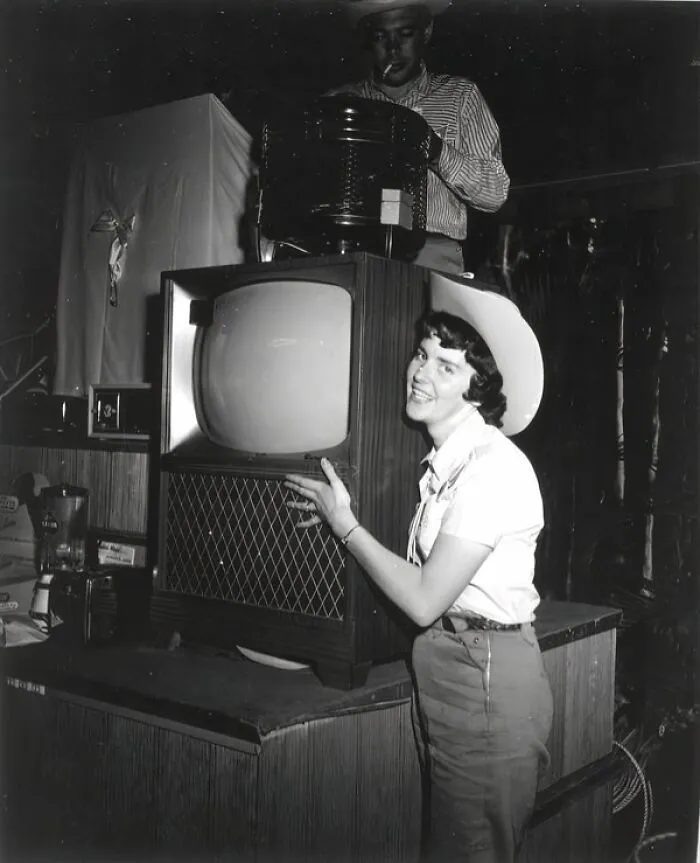 Woman Posing With Television During The 1955 Tupperware "Jubilee" - Orange County, Florida