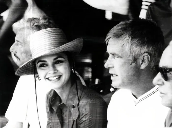 Actor George Peppard, At Right, With Actress Victoria Principal In Fort Lauderdale, Florida, 1970s