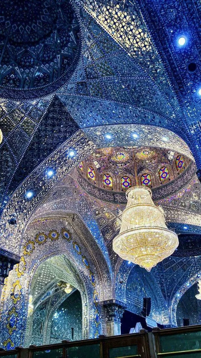The Persian Art Of Aine-Kari (Using Tiny Mirror Shards In Walls And Ceiling To Make Them Shine) In The Tomb Of Shah Cheragh Built In 13th Century