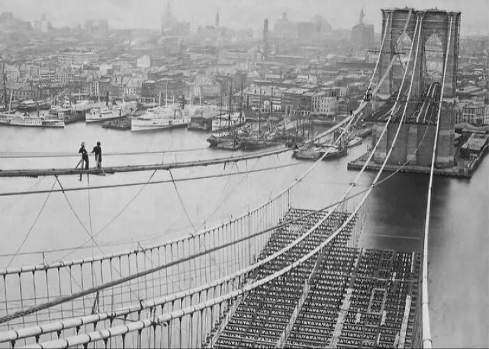 The Brooklyn Bridge Construction, 1883