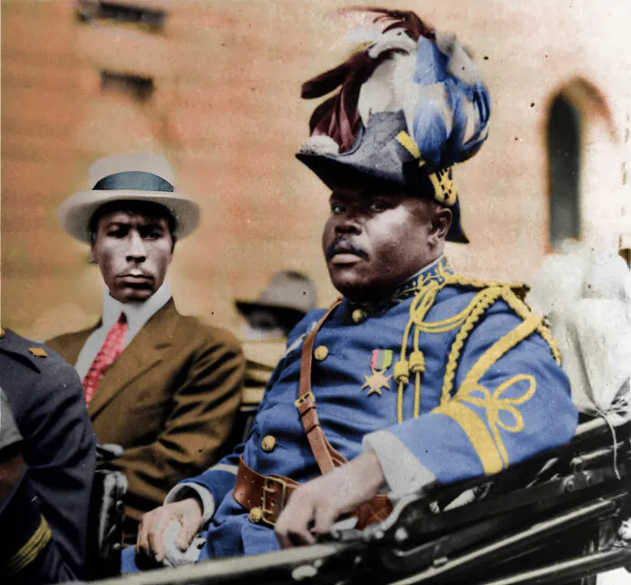 Marcus Garvey, Founder Of The Universal Black People Improvement Association, Wearing His Signature Uniform As "Provisional President Of Africa" During A Parade Through Harlem, NYC,  1922