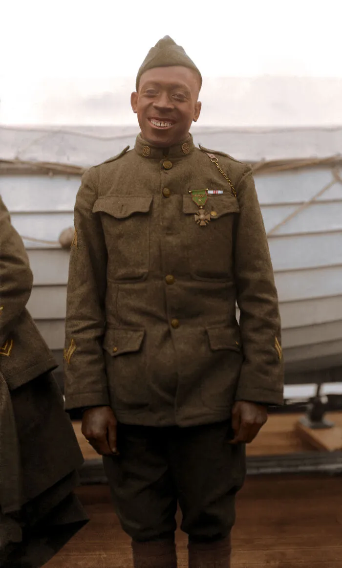 Sgt. Henry Johnson Of The 369th Harlem Fighters, Poses Wearing The Croix De Guerre, 1919