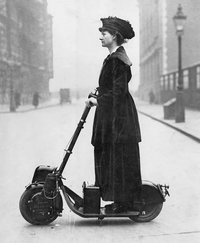 Lady Florence Norman On A Motor Scooter In 1916