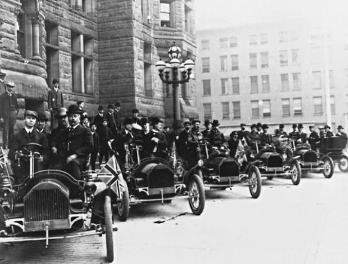 Line Of Russell Cars Outside Toronto City Hall, Circa 1900s