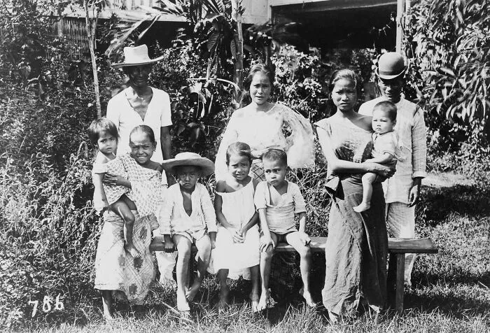 Filipino Family, Ten People, Posed, On Lawn, 1899