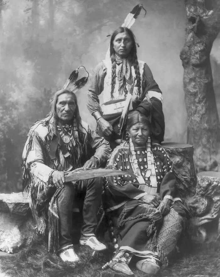 Chief Little Wound With Wife And Son, 1899