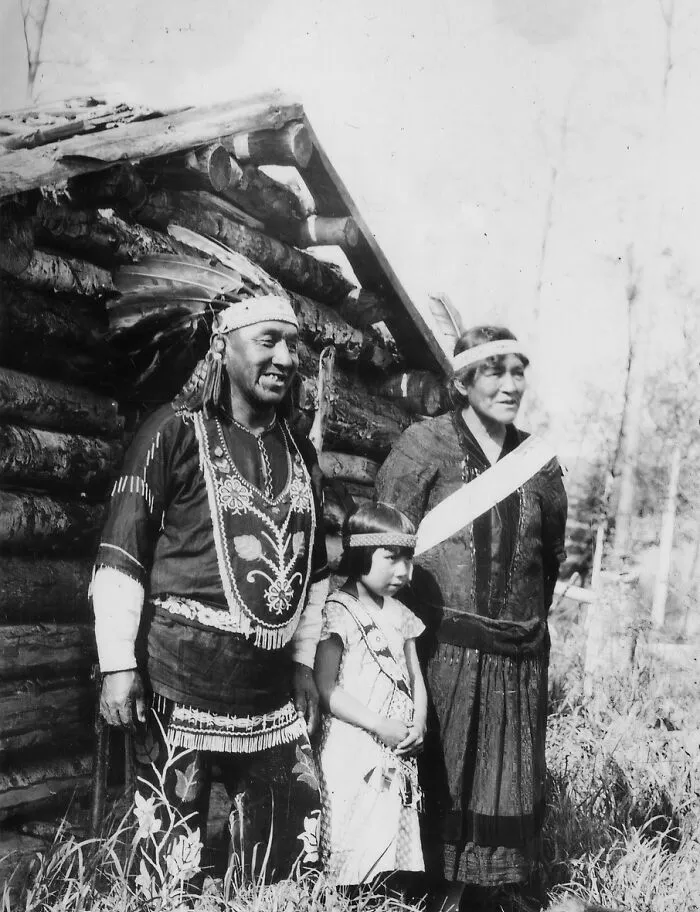 Photograph Of Chief Medicine Man Of Chippewa Indians Axel Pasey With His Family, 1936