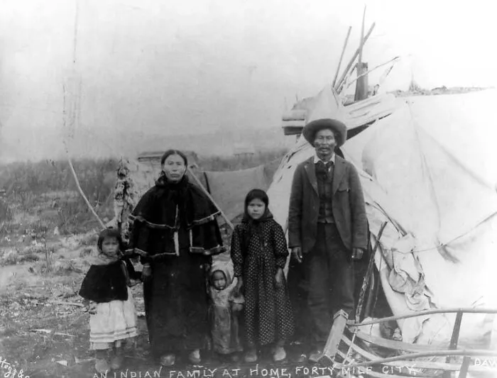 Native Family At Their Home, Yukon Territory, Circa 1897