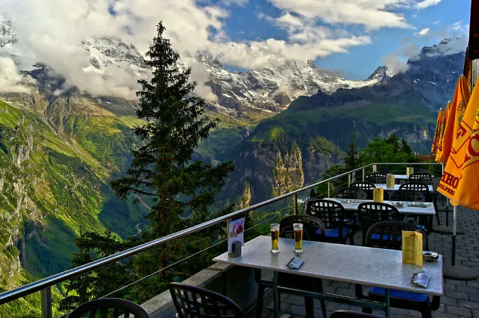 Restaurant With Spectacular View. In Switzerland