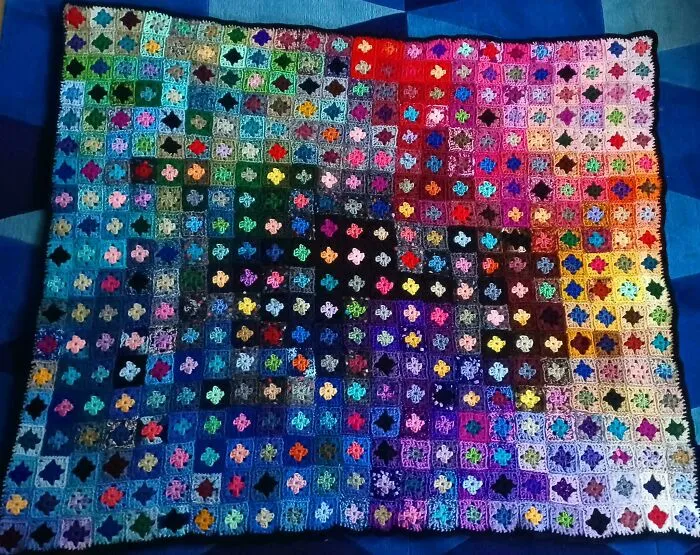My Leftover Yarn Blanket. I Was Inspired By A Quilt I Saw On Pintrest