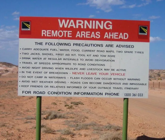 Remoteness Warning Sign In Australia