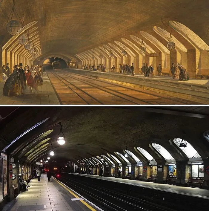 The World's Oldest Undeground Station, Baker Street, England. 157 Years Apart