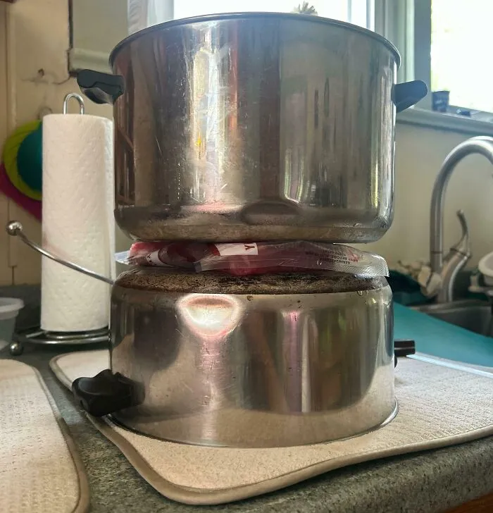 Defrost Things Quickly. Needed To Defrost These In A Jif And Chatgpt Put Me On This Life Hack Called A Metal Pan Sandwich, So I Thought I’d Share