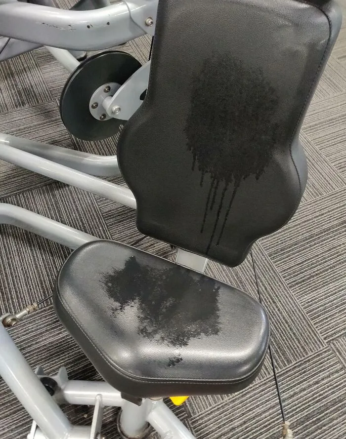 People Sweat, That's Fine, But Who Leaves Their Puddles Behind Like This Without Wiping Down?