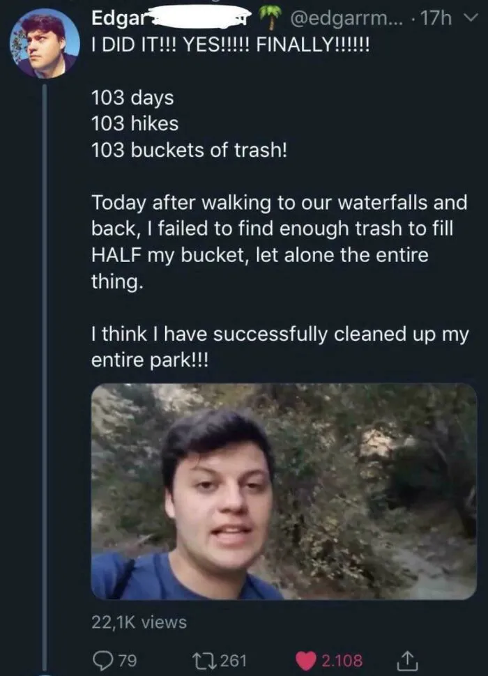 This Guy Single Handedly Cleaned The Entire Park By Himself