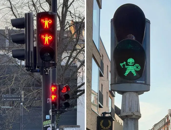 In My Town In Denmark, There Are Little Vikings In The Traffic Lights. The Crosswalk Signals Are Little Vikings In Århus, Denmark
