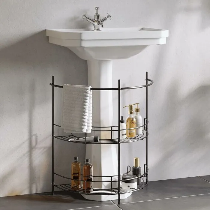 That Awkward, Unused Real Estate Around The Base Of Your Pedestal Sink Is About To Become The Most Valuable Storage Spot In Your Whole Bathroom With A Clever <a Style="Display:inline;" Href="Https://Www.amazon.com/Dp/B0b72d82rk?ascsubtag=7922170%2c5%2c28%2cd%2c0%2c0%2c0%2c1396%3a1%3b1338%3a1%2c67956467%2c0%2c0%2cgoogle&btn_ref=srctok-A79cb2a27fca3652&th=1&linkcode=ll1&tag=bprabbit-20&linkid=7e68fbac211b4156d7807bef448ca91c&language=en_us&ref_=as_li_ss_tl" Target="_blank">  <span Style="Font: Inherit; Color: #d74b1f;"> Crescent Sink Organizer </Span>
