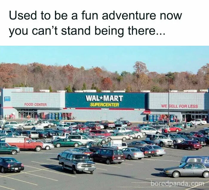 1990s Walmart Supercenter with a full parking lot, evoking ‘90s nostalgia and memories of the good old times.