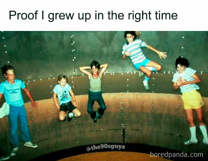 Kids jumping and playing on a wall, capturing official 90s nostalgia club moments and childhood memories from the good old times.