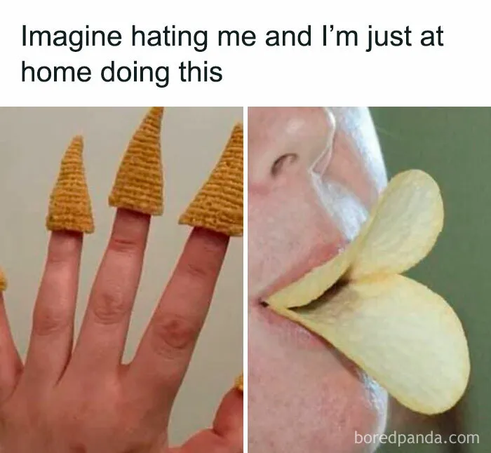 Hand with bugle snacks on fingers and person holding stacked potato chips, evoking ‘90s nostalgia club memories.