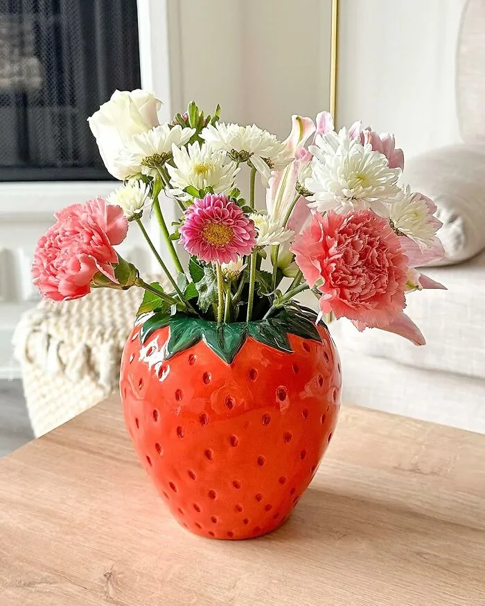 That Sad Bouquet Of Flowers You Bought Yourself Is About To Look Infinitely More Cheerful When It's Living In A Giant, Ceramic <a Style="Display:inline;" Href="Https://Www.amazon.com/Dp/B093nkc9s1?ascsubtag=7918608%2c26%2c38%2cd%2c0%2c0%2c0%2c1396%3a1%3b1338%3a1%2c67570054%2c0%2c0%2cbf&btn_ref=srctok-D51e984b0274238e&th=1&linkcode=ll1&tag=bpbobcat-20&linkid=15aaad5e3a2453360189a3344bc8a1b7&language=en_us&ref_=as_li_ss_tl" Target="_blank">  <span Style="Font: Inherit; Color: #d74b1f;"> Strawberry Vase </Span>