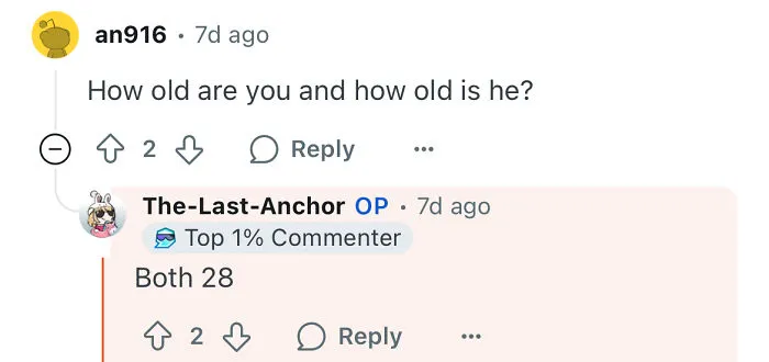 Commenter asks about ages, original poster replies both are 28, discussing poor woman dating rich guy life changes.