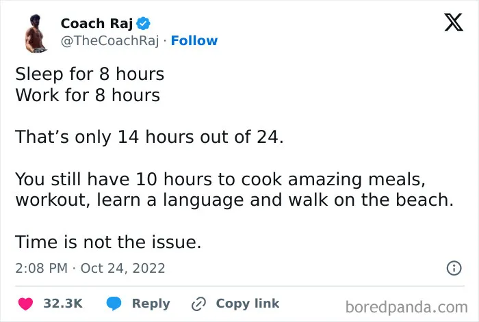 Tweet discussing time management, shared in an online group shaming overconfident know-it-alls who incorrectly correct people.