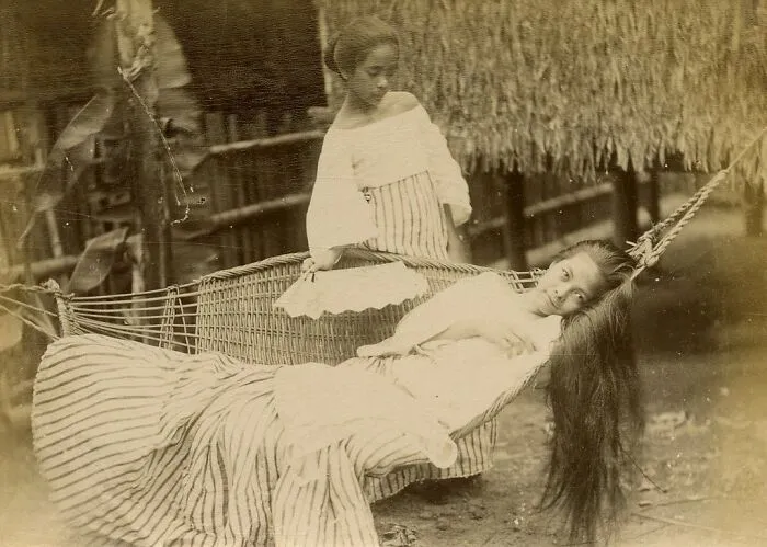 Filipina Resting In A Hammock, Manila, Phillippines, Circa 1890