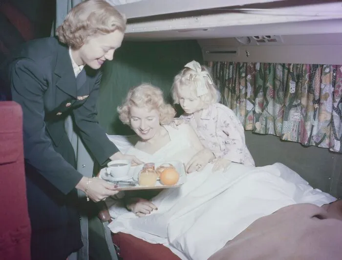 Breakfast Being Served On SAS Douglas DC-6, 1950s