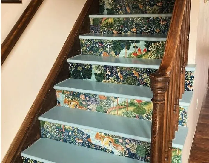 Took A Bedsheet And Turned Into Stair Runners Using Liquid Starch