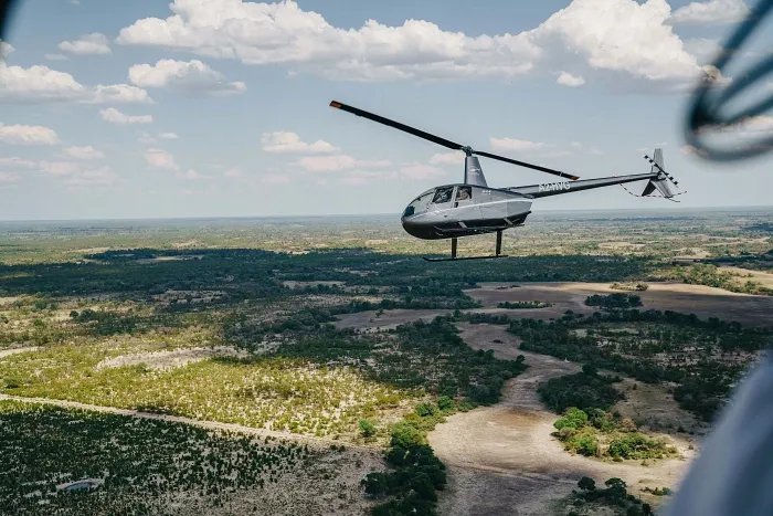 Flying Into The Okavango Delta By Helicopter