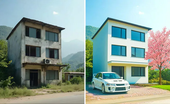35 Stunning Before-And-After Photos Of Abandoned Places Transformed By Kou Yang