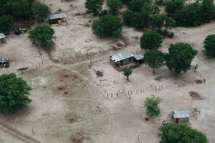 Flying Over Tiny Villages Scattered Within The Delta
