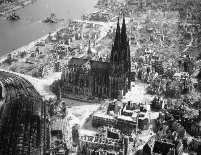 The Cologne Cathedral After Allied Bombings, 1944