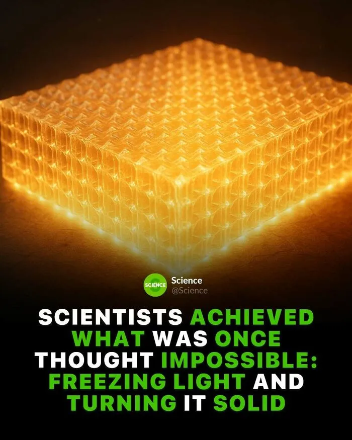 Glowing solid cube representing frozen light illustrating cool and interesting facts about the world and science.
