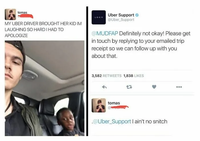 Screenshot of a humorous meme featuring a funny Uber driver story, showcasing random memes that bring laughter and chaos.