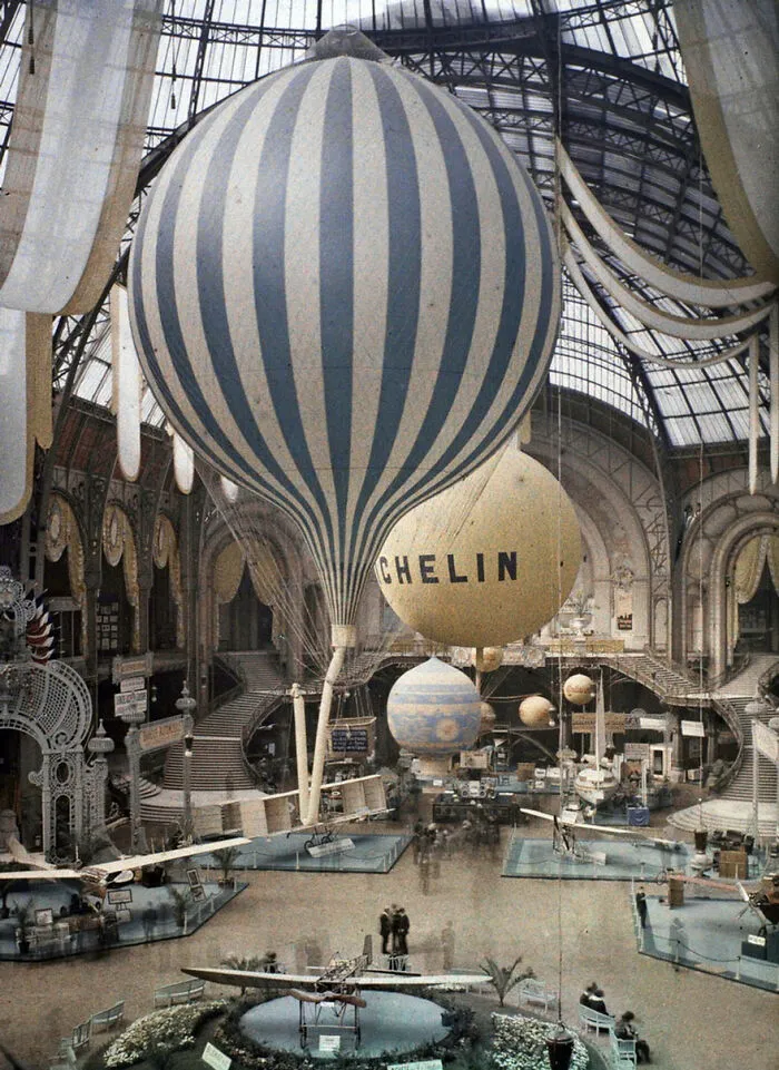 First Color Photos Autochrome Lumiere Auguste Louis, Hot Air Balloons, Paris, France,1914