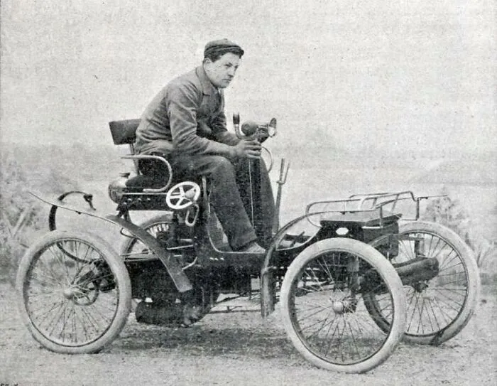Leon Thery On A Decauville Cart, 1900