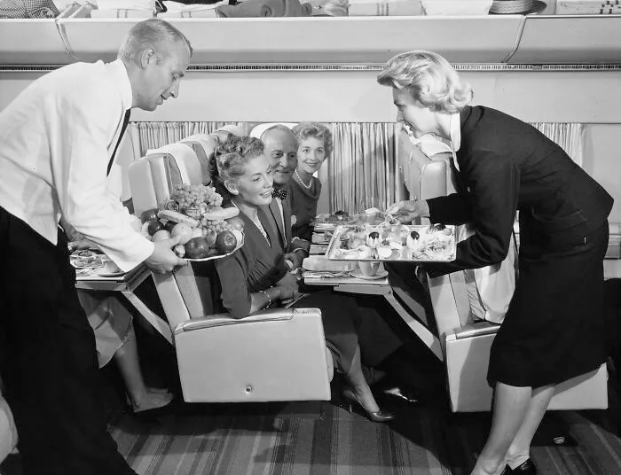 Sas Dc-8-33 Interior, Service On Board, Cabin And Seats, Passengers, Circa 1960s