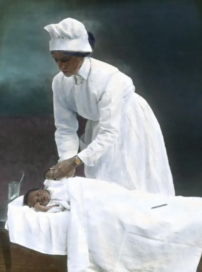 Visiting Nurse With Baby At Stewart House, Gary, Indiana, 1922