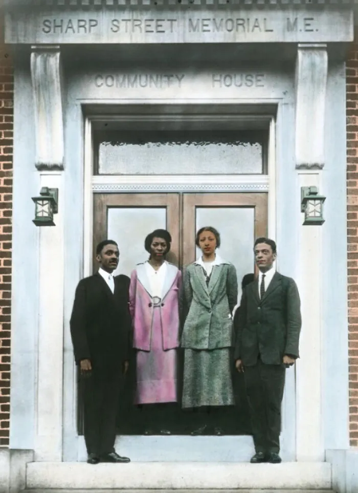Staff Outside Community House, Sharp Street Memorial Church, Baltimore, Maryland, 1922