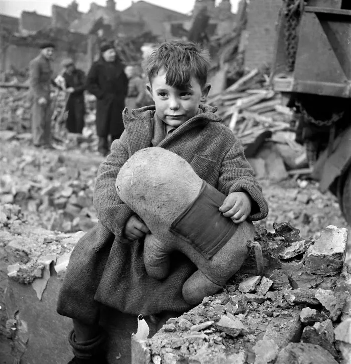 Abandoned Boy Following German Aerial Bombing Of London, 1945