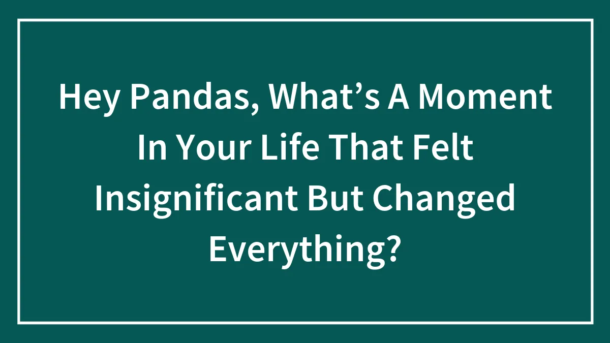 Hey Pandas, What’s A Moment In Your Life That Felt Insignificant But Changed Everything? (Closed)