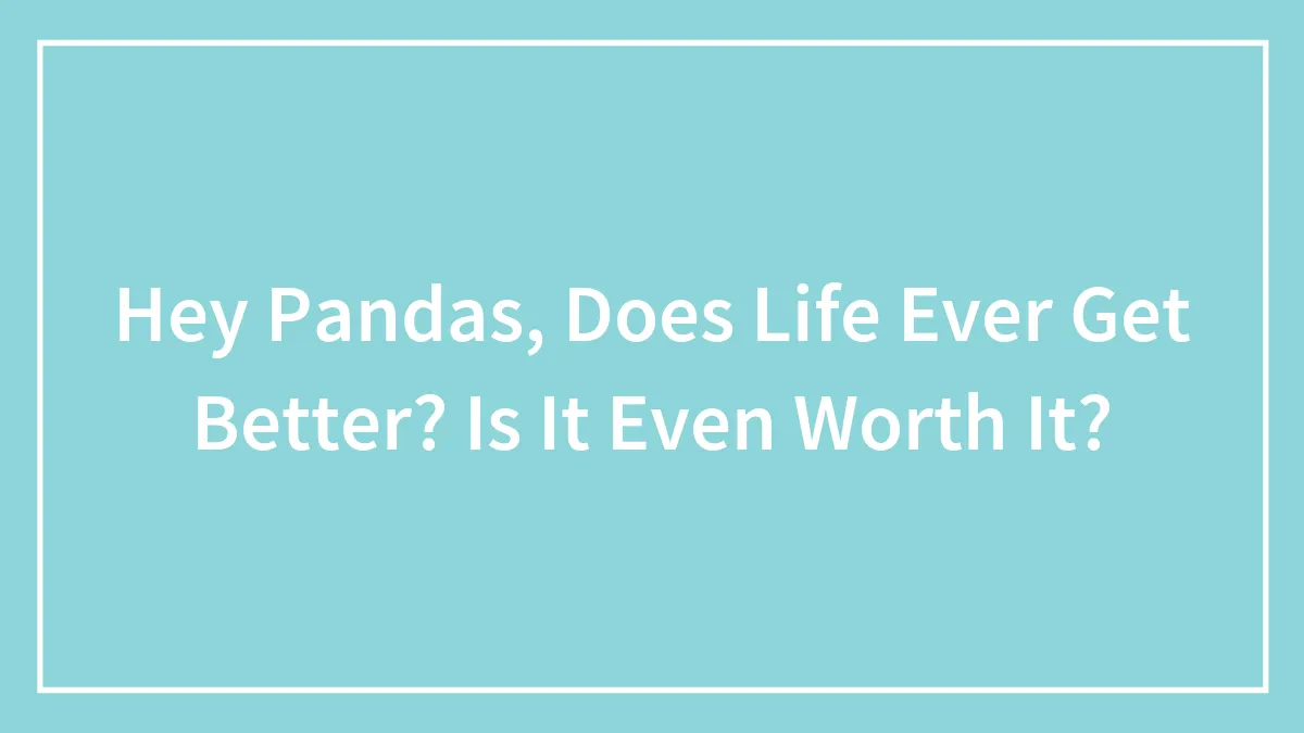 Hey Pandas, Does Life Ever Get Better? Is It Even Worth It?